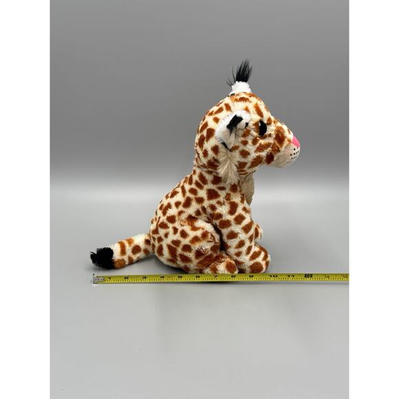 Plush Bobcat Cheetah Lynx Spotted Stuffed Animal 11” Pink Nose - Picture 4 of 8